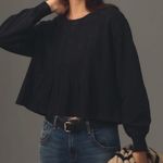 Pilcro  Box-Pleated Sweatshirt Anthropologie Black Long Sleeve Blouse Top XS Photo 0