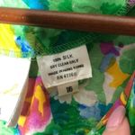 VINTAGE floral green 100% silk faux wrap dress Size M Photo 2