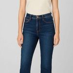 Loft High Rise Mom Jeans Frayed Hem Dark Wash Denim Comfort Stretch Size10 Photo 0