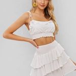 Zaful White Ruffle/Smocked Set Photo 0