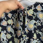 Loft Women's Long Sleeve Navy Floral Paisley Design Flutter Sleeves Blouse Sz XS Photo 5