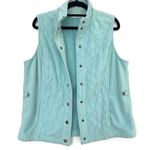 Croft & Barrow Iced Turquoise Blue Fuzzy Fleece Button Up Vest M Photo 1