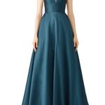 Monique Lhuillier ML Teal Mesh Polka Dot Ball Gown Photo 0
