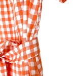 Emory park Orange White Gingham Puff Sleeve Midi Tie Waist Dress Size Small Photo 10
