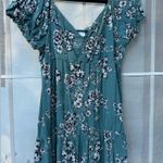 Abound  Puff Sleeve Mini Dress In Teal Mineral Byron Floral Size XL Photo 2