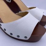 Lucky Brand zashti platform wedge sandals women Size 9 white/brown- New Photo 8