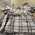 Alexander Jordan Blouse Cream/Multi Plaid, sz M Red Size M Photo 3