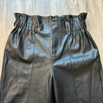 Mango Black Faux Leather Paper Bag High Waisted Pants Size XS Photo 3