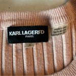 Karl Lagerfeld  Women XL Pullover Sweater Blush Lace Accents Ribbed Stretch Photo 2
