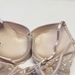 Kathy Ireland  Push-Up Bra Racerback‎ Underwire Size 36D Lurex Lace Beige NEW Photo 5