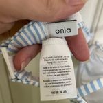 ONIA  Louisa Bikini Top Ruffle-Trimmed Striped Seersucker Swim Top Blue Size XS Photo 3