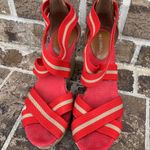 Merona Wedges Red Sandals Platform Cork Heel Womens 7.5 Photo 5
