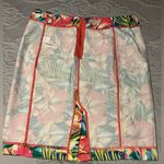 Loft  Pink and Blue Knee-Length Pencil Skirt tropical print pink birds size 12 Photo 5
