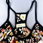 VTG Millibon USA Floral‎ Tank Top Black Sleeveless Blouse Racerback Summer Large Photo 2
