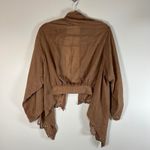 Mustard Seed Open Front Kimono Cardigan Brown Laser Cut Scalloped Hem O/S boho Photo 6
