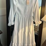 NEW Long Sleeve Relaxed Fit Smocked Tiered Flowy Maxi Dress M White Size M Photo 5