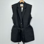 Everlane  The‎ Tencel Sleeveless Longline Blazer Vest Belted Black Size 14 NWT Photo 1