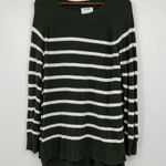 Old Navy Women's Size XL Olive Green & White Striped Pullover Hi-Lo Sweater Photo 0