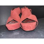 Diane Von Furstenberg DVF Platform Sandals 7.5 Zia Suede Crisscross Coral Red  Photo 2