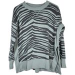 Aerie  Zebra Print Oversized Sweatshirt Light Blue‎ Grey Long Sleeve Crew Neck XS Photo 0