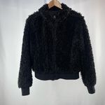 ZARA  Cropped Teddy Full Zip Jacket‎ in Black Size Large Photo 1