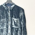 Anthropologie  Pilcro‎ Shirt Buttondown The Hadley Crushed Velvet Relaxed Blue XS Photo 2