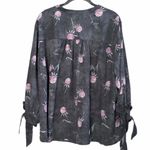 Caslon Tie Sleeve Gray and Pink Floral Blouse Size 2X Photo 1