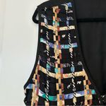 Vintage Basketweave Detail Tie Back Detail V Neck Button Front Vest XL Black Photo 2