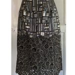 Tia Cibani Vintage Vogue Artistic Pencil Skirt Metallic Geometrical Design Sz 8 Black Photo 0