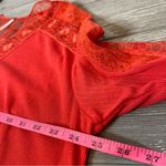 Free People  Lola crimson red lace embroidered floral top sz M Photo 5