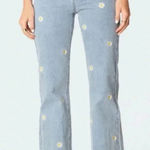 Edikted Low Rise Jeans with embroidered daisies Photo 0