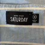 Kate Spade Saturday Let Loose Top Sz M Light Blue White Stripe Blouse Slip Neck Photo 4