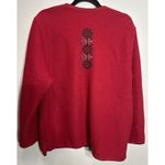 Vintage Stapf Pure New Wool Red Cardigan Sweater Pockets Embroidery Size EU 42 Size L Photo 1