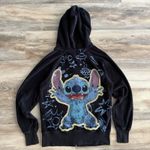 Disney  Parks Black Stitch Velour Zip Hoodie Women’s Small Graphic Back Photo 4
