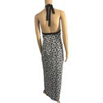 Diane Von Furstenberg  Animal Print Knit Halter Bodycon Midi Sweater Dress Small Photo 2