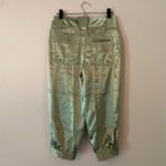 Free People NWT Green Shimmer Cropped Capri Pants Baggy Women's size 2 Photo 5