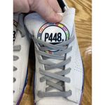 P448 Sneakers Women 8.5 White Leather Lace Up Low Top Running Athletic Shoes S28 Photo 2