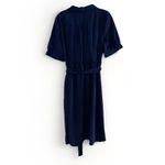 Bohme Böhme‎ Navy Wrap Dress Size Large Pockets  Midi Belted Classic Chic Style Photo 6