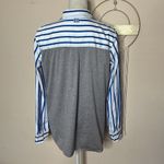 Façonnable • striped mixed media button down top Photo 3