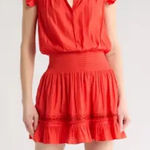 Ramy Brook NEW Marbelis Embroidered Tiered Dress Flame Orange Small Photo 0