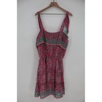 ALICIA BELL Floral Print Tassel Tie Shoulder Dress XL Red Blue Silk Cotton Photo 8