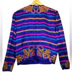 Adrianna Papell EXCELLENT Vintage Silk 2Piece Suit Blazer Skirt Stripe Floral 12 Photo 3