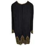 Night Vogue Vintage Silk Beaded Black Dress Evening Formal Occasion size Medium Photo 3