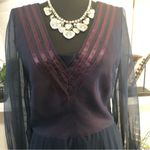 Vintage Abe Schrader 70s Lace Maxi Dress Purple Navy M Size M Photo 2