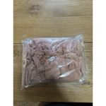 Umgee Linen Blend Top Size S Mauve Tan Flowing Short Slv Raw Frayed Hem Boho Photo 7