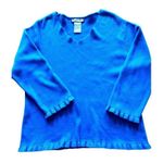 Bice 100% Cotton Pullover Sweater Cardigan Blue Long Sleeve V Neck Ribbed Knit R Size XL Photo 4