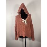 POL V-Neck Chenille Hooded Open Knit Sweater Large Oversized-Boho Anthropologie Photo 2