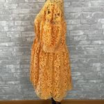 Just Me  Sunflower Fields Crochet Lace Mini Dress in Marigold Photo 3
