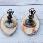 Vintage Clip On Earrings Statement Blue Shades with Gold Tone Photo 4