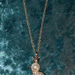 Liz Claiborne  Beautiful Bird w/ Crown Necklace 18” Pearl Head & Gem Stone Body Photo 0